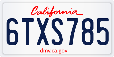 CA license plate 6TXS785