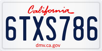 CA license plate 6TXS786