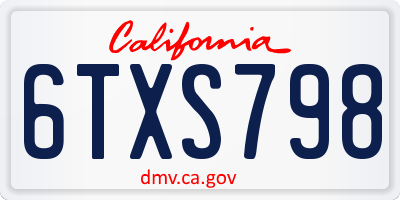 CA license plate 6TXS798