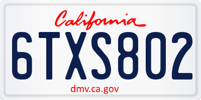 CA license plate 6TXS802