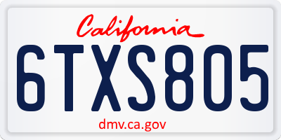 CA license plate 6TXS805