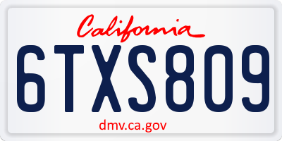 CA license plate 6TXS809
