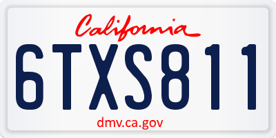 CA license plate 6TXS811