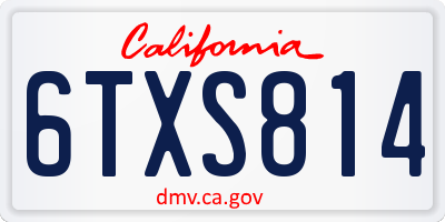 CA license plate 6TXS814