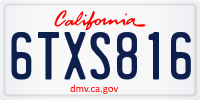 CA license plate 6TXS816