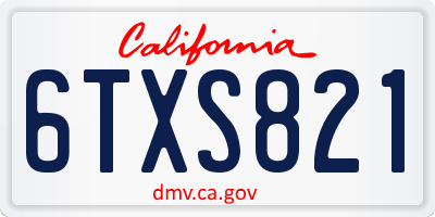 CA license plate 6TXS821