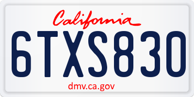CA license plate 6TXS830
