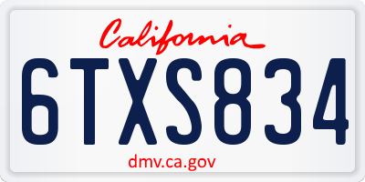 CA license plate 6TXS834