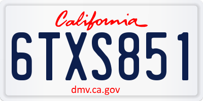 CA license plate 6TXS851