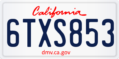 CA license plate 6TXS853