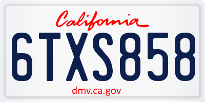 CA license plate 6TXS858