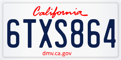 CA license plate 6TXS864