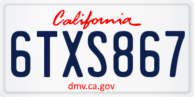CA license plate 6TXS867