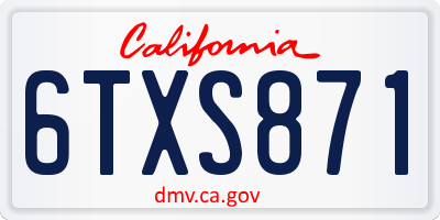 CA license plate 6TXS871