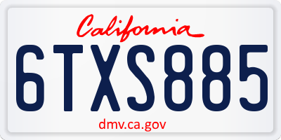 CA license plate 6TXS885
