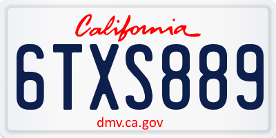 CA license plate 6TXS889