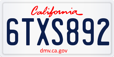 CA license plate 6TXS892