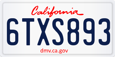 CA license plate 6TXS893