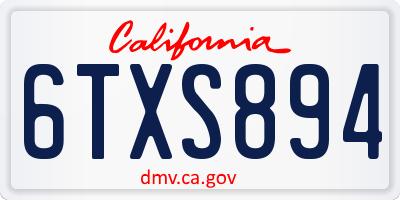 CA license plate 6TXS894