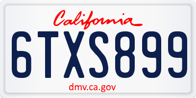 CA license plate 6TXS899