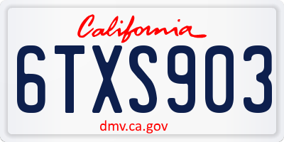 CA license plate 6TXS903