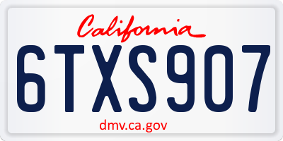CA license plate 6TXS907