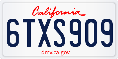 CA license plate 6TXS909