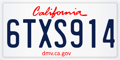 CA license plate 6TXS914