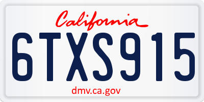 CA license plate 6TXS915