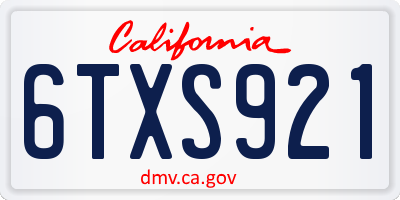 CA license plate 6TXS921