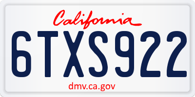 CA license plate 6TXS922