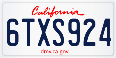 CA license plate 6TXS924