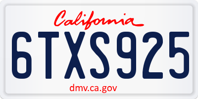 CA license plate 6TXS925