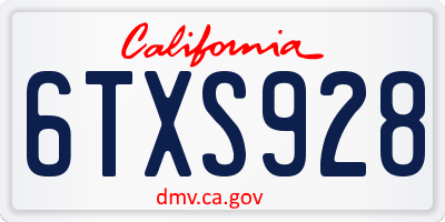 CA license plate 6TXS928