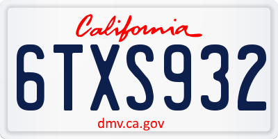 CA license plate 6TXS932