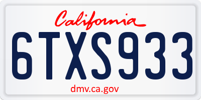 CA license plate 6TXS933