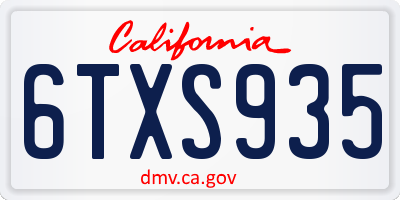 CA license plate 6TXS935