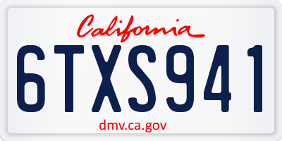 CA license plate 6TXS941
