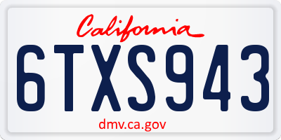 CA license plate 6TXS943
