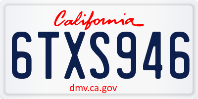CA license plate 6TXS946