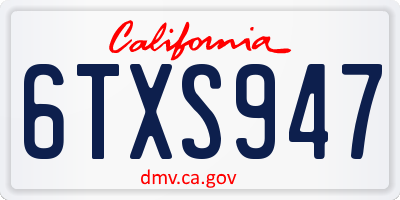 CA license plate 6TXS947