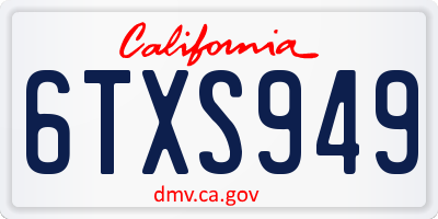 CA license plate 6TXS949