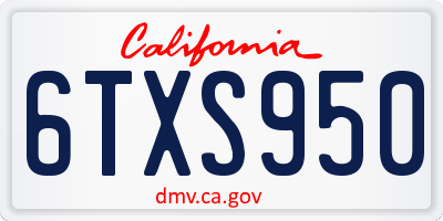 CA license plate 6TXS950