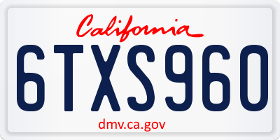 CA license plate 6TXS960