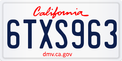 CA license plate 6TXS963