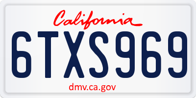 CA license plate 6TXS969