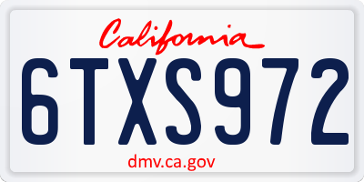 CA license plate 6TXS972