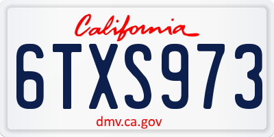 CA license plate 6TXS973