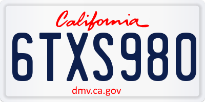 CA license plate 6TXS980