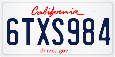 CA license plate 6TXS984